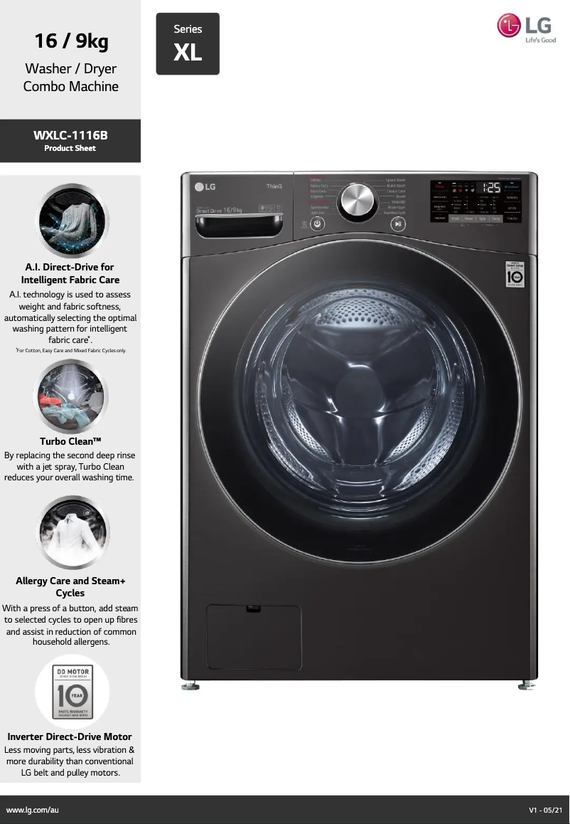 Page 1 de la notice Fiche technique LG WXLC-1116B