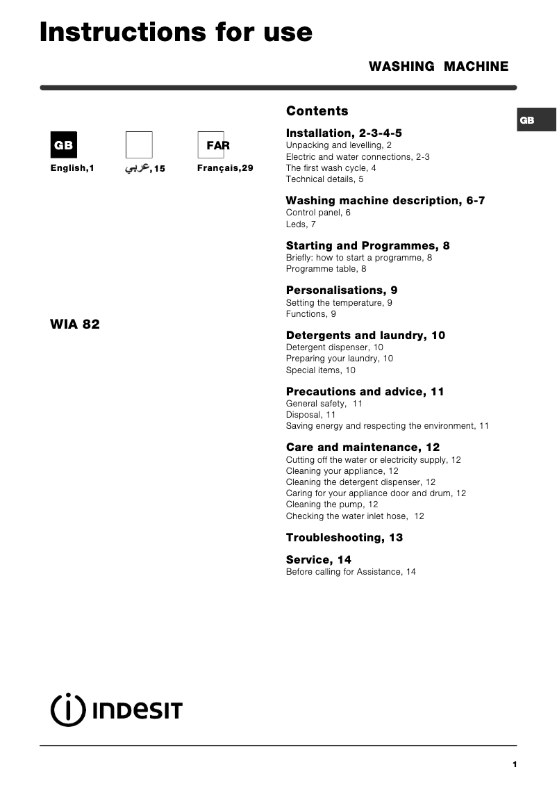 Imagen de la primera página del manual del dispositivo WIA 82 (EX) 60 HZ