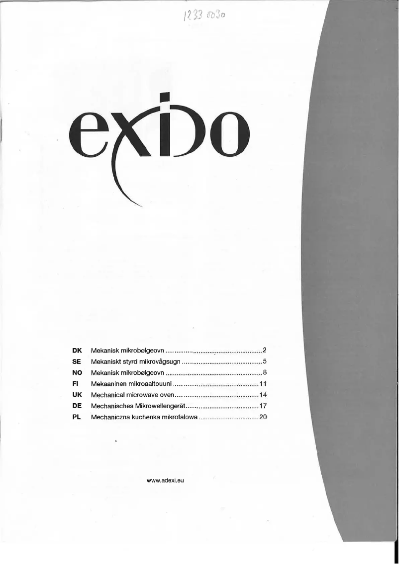 Page 1 de la notice Manuel utilisateur Exido 12330030