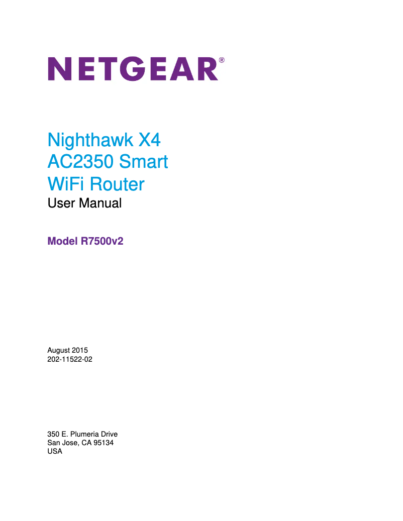Page n°1 - Manuel utilisateur Netgear Nighthawk X4 R7500v2