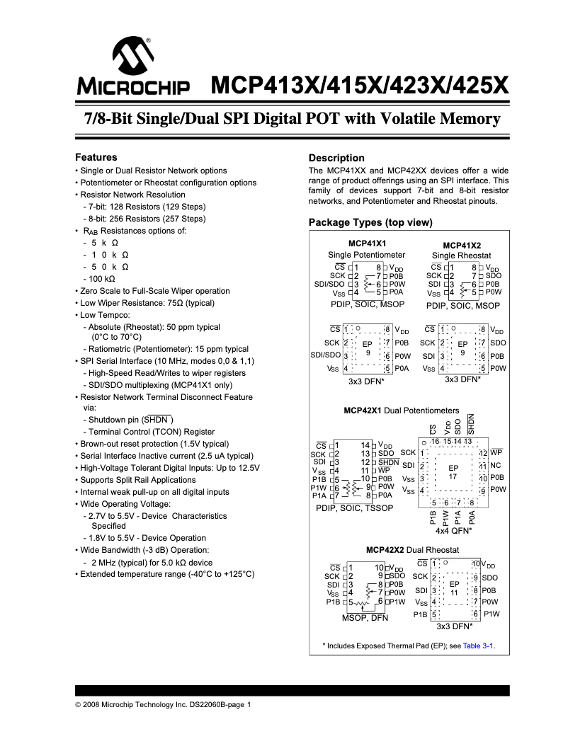 Página 1 del manual Manual de usuario Microchip mcp4151