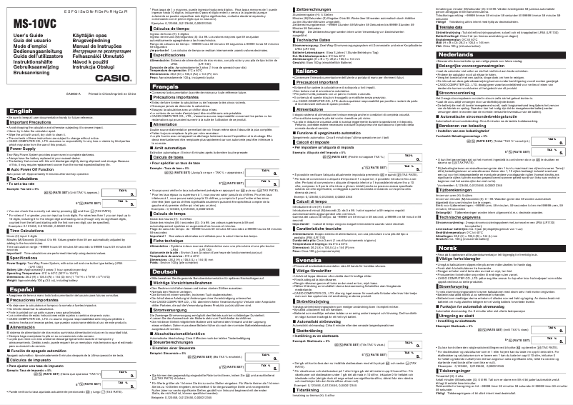 Page n°1 - Manuel utilisateur Casio MS-10VC