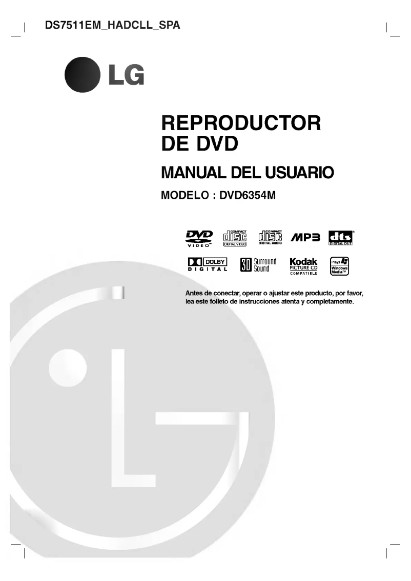 Page 1 de la notice Manuel utilisateur LG DVD6354M