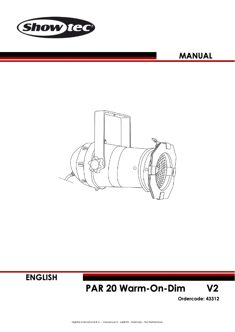 Image de la première page du manuel de l'appareil PAR 20 Warm-On-Dim