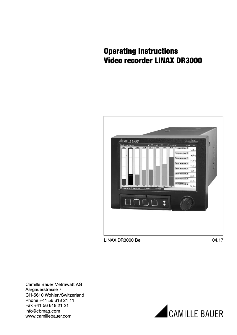 Page n°1 - Manuel utilisateur Camille Bauer LINAX DR3000
