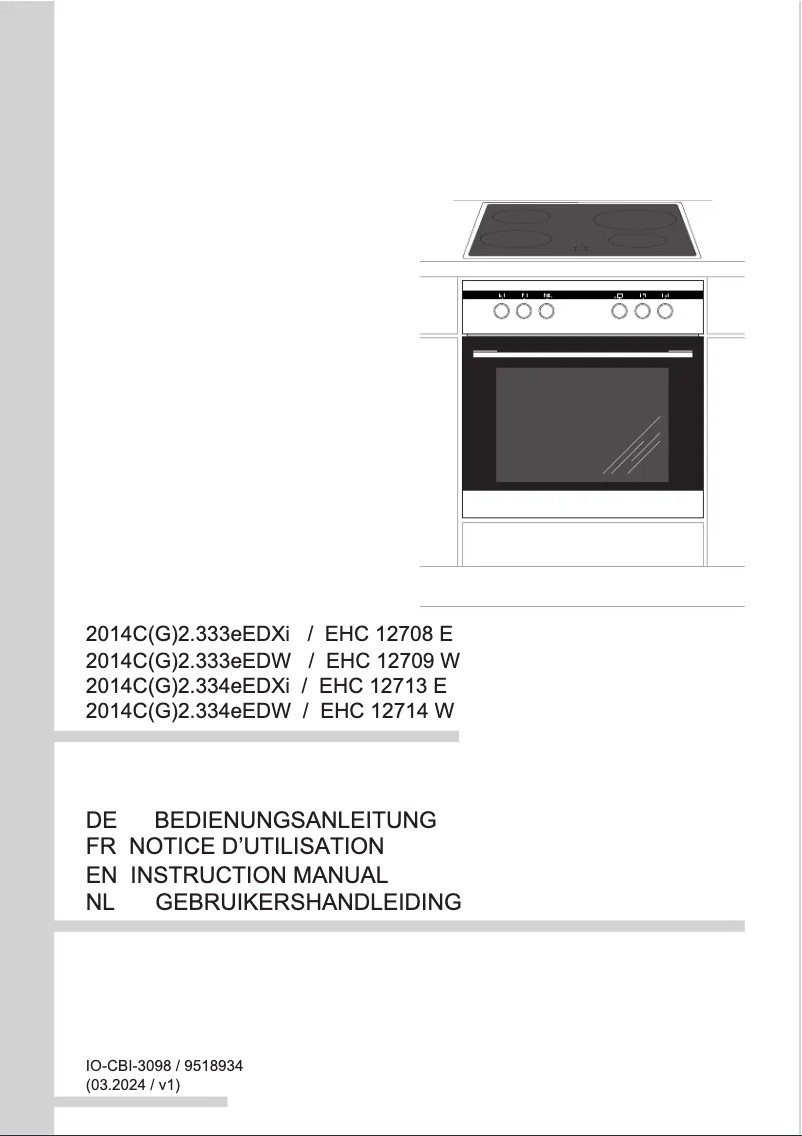 Page n°1 - Manuel utilisateur Amica EHC 12713 E