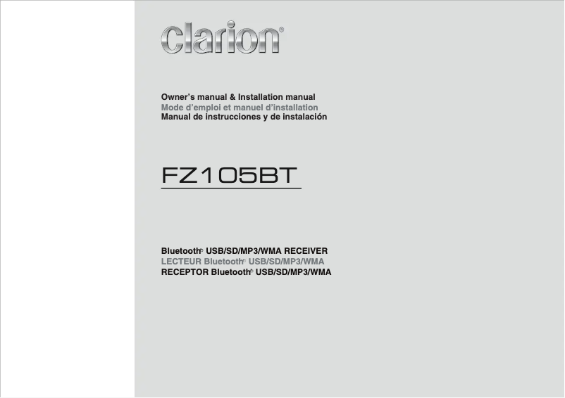 Page n°1 - Manuel utilisateur Clarion FZ105