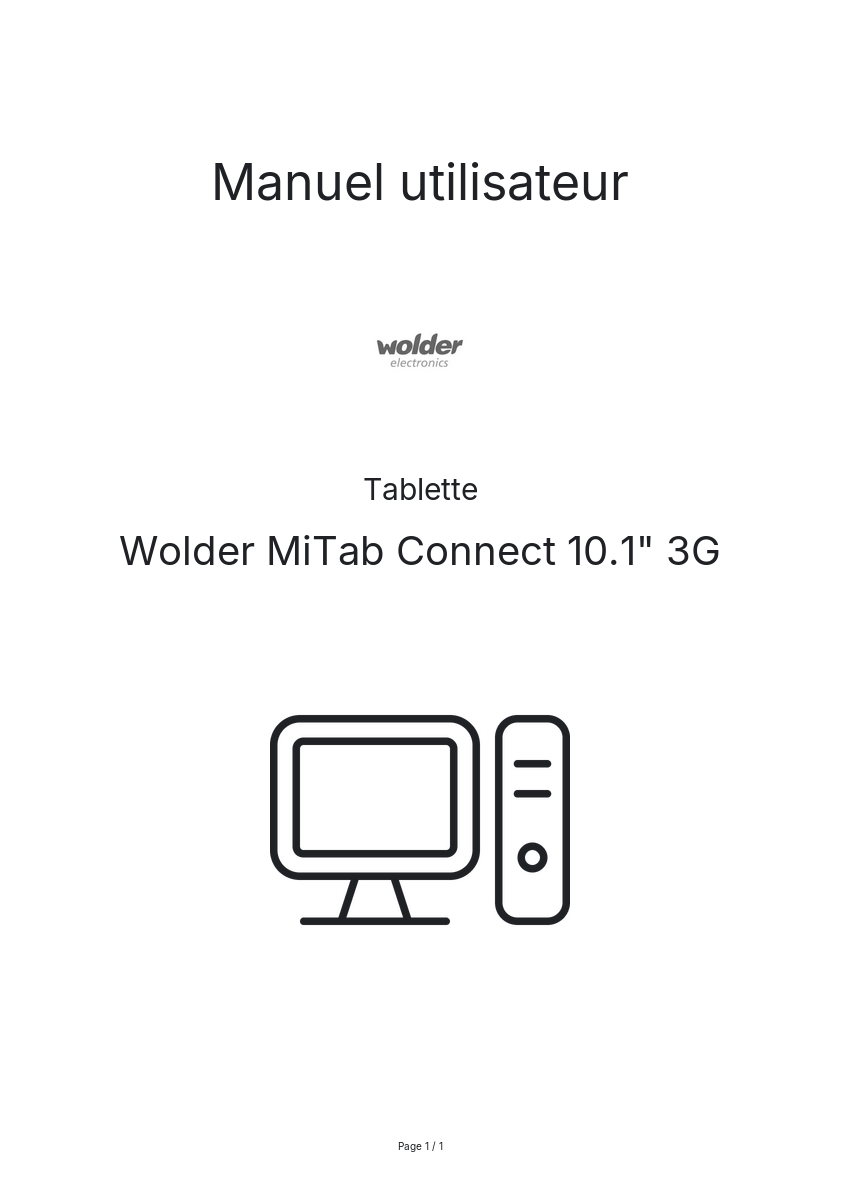 Page n°1 - Manuel utilisateur Wolder MiTab Connect 10.1" 3G