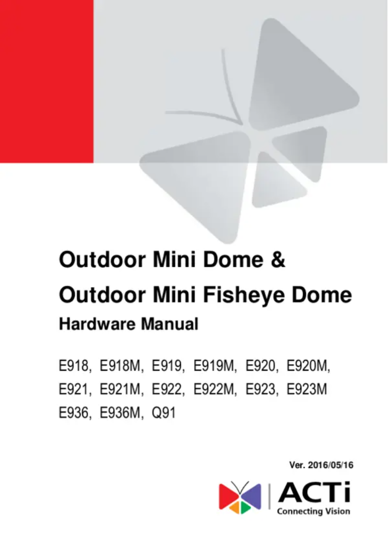 Page 1 de la notice Manuel utilisateur ACTi E918