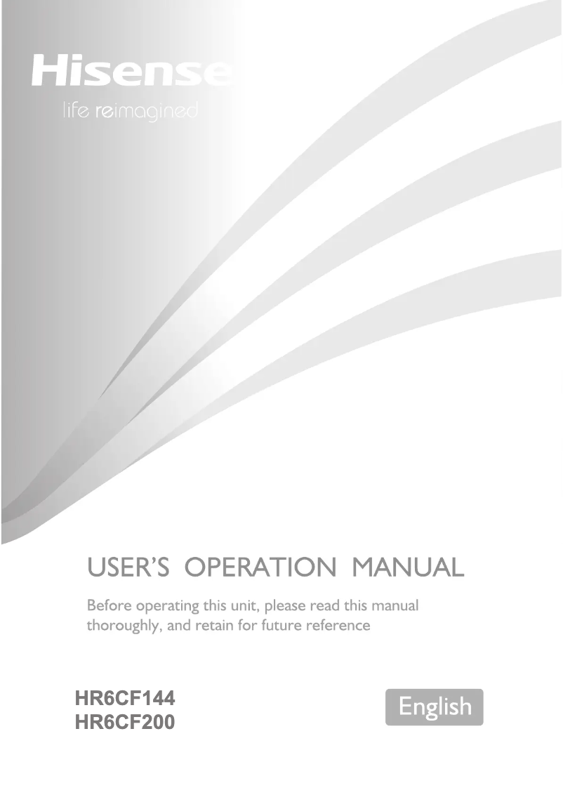 Page 1 de la notice Manuel utilisateur Hisense HRCF144