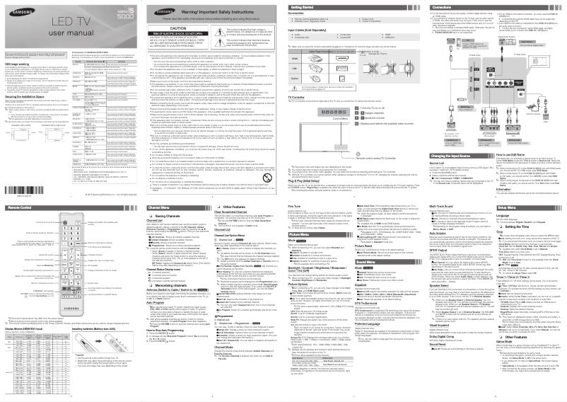Page 1 de la notice Manuel utilisateur Samsung UN40J5000AG