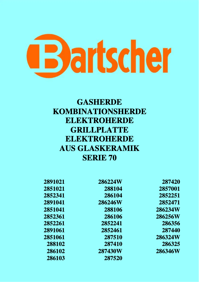 Page n°1 - Manuel utilisateur Bartscher 2851021