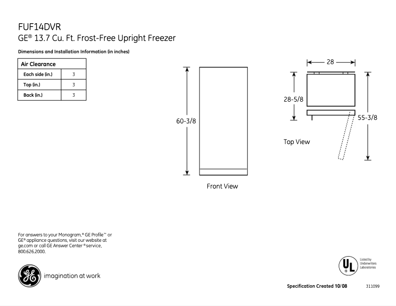 Image de la première page du manuel de l'appareil FUF14DVRWW