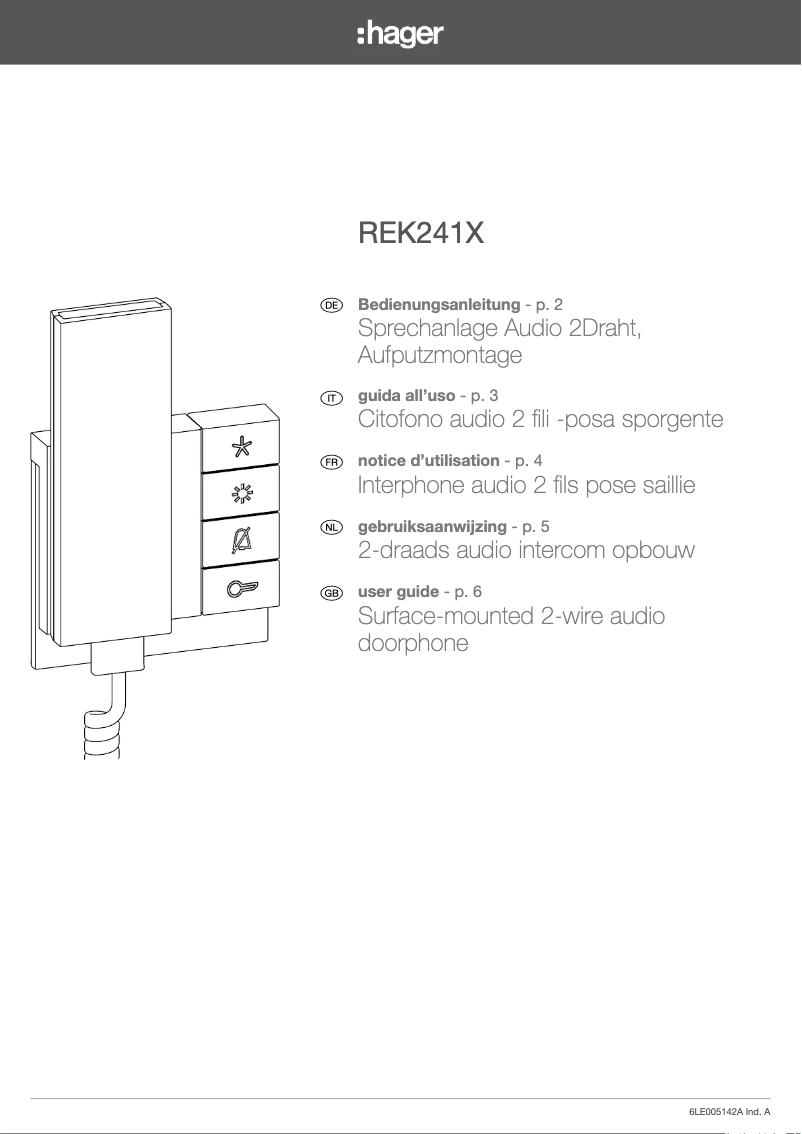 Page n°1 - Manuel utilisateur Elcom REK241X
