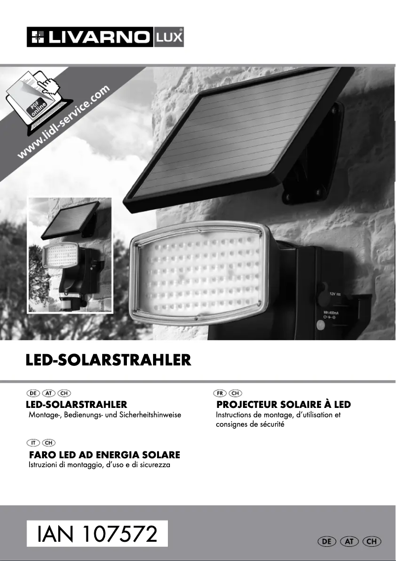 Page 1 de la notice Manuel utilisateur Livarno Lux IAN 107572
