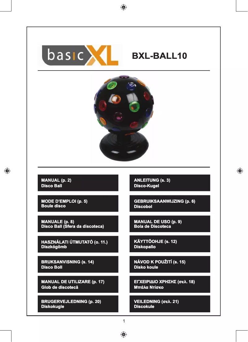 Page 1 de la notice Manuel utilisateur basicXL BXL-BALL10