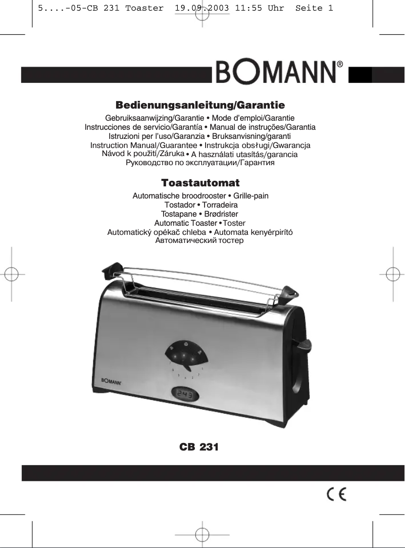 Image de la première page du manuel de l'appareil CB 231