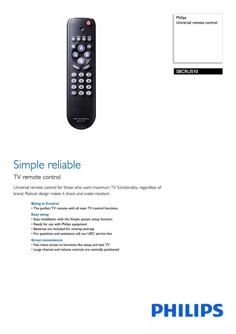 Page n°1 - Brochure Philips SBC RU 510