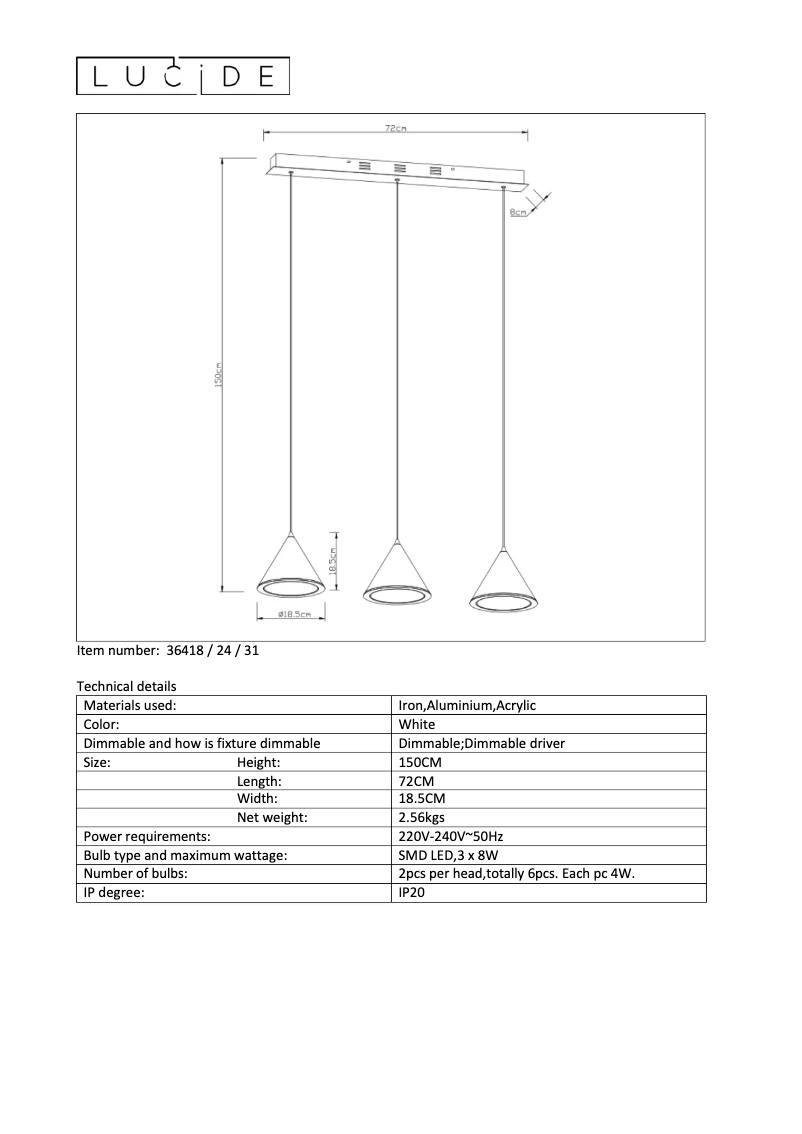 Page n°1 - Manuel utilisateur Lucide Torben led 36418/24/31