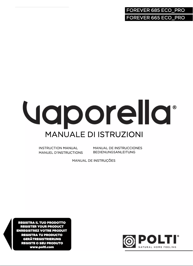 Image de la première page du manuel de l'appareil Vaporella Forever 685 ECO PRO