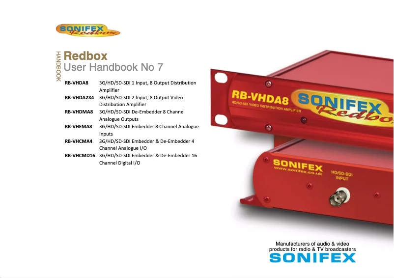 Page 1 de la notice Manuel utilisateur Sonifex Redbox RB-VHEMA8