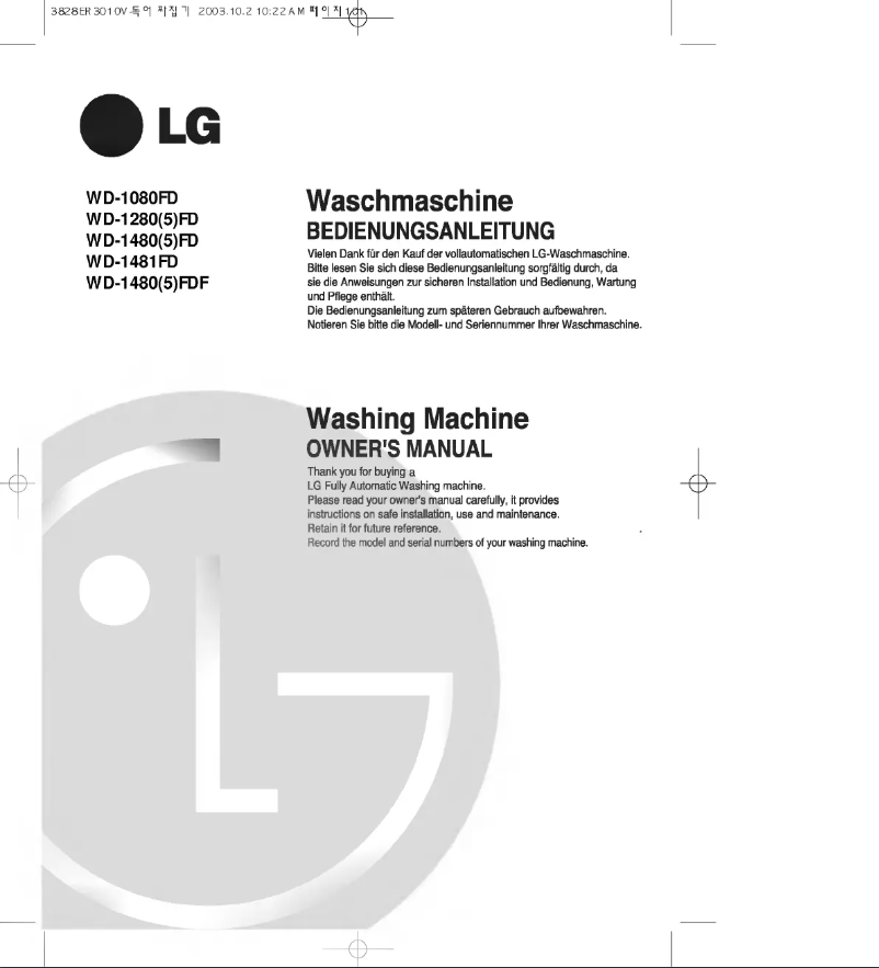 Página 1 del manual Manual de usuario LG WD-1481FD