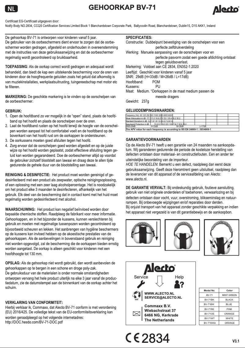 Page 1 de la notice Manuel utilisateur Alecto BV-71