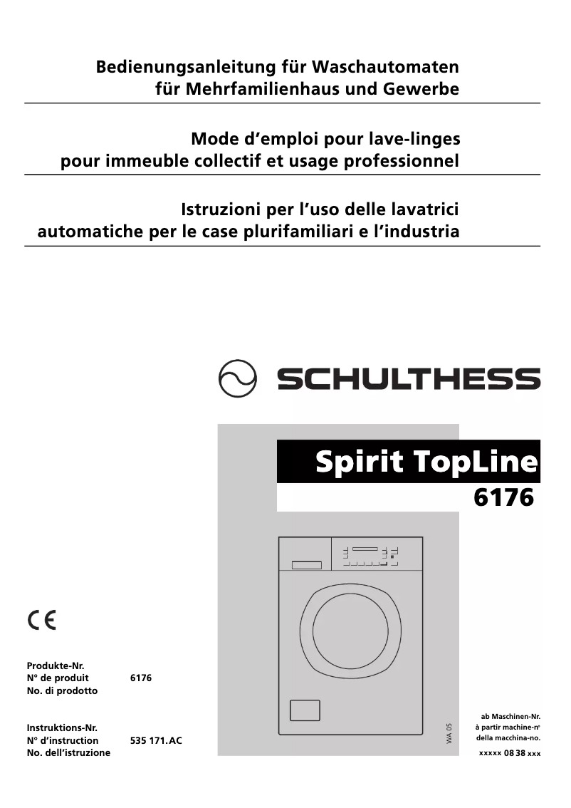 Page n°1 - Manuel utilisateur Schulthess Spirit TopLine 6176