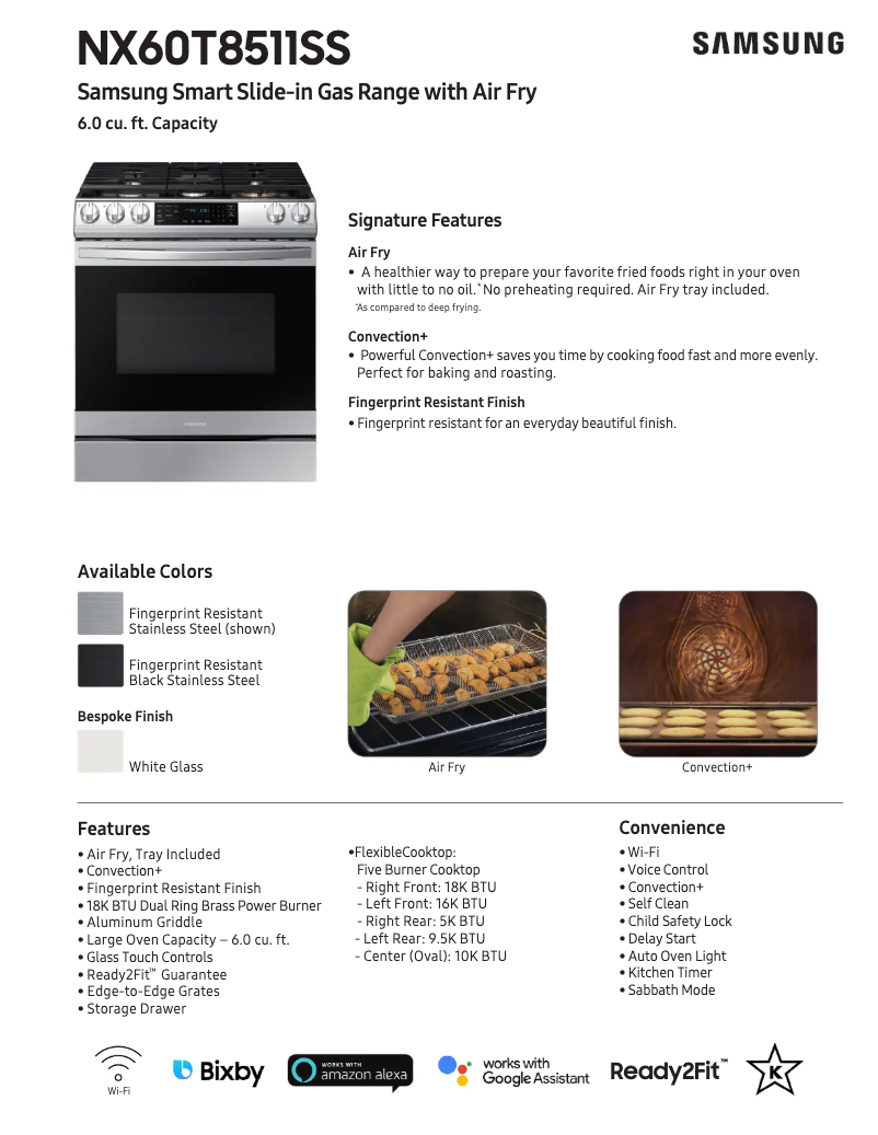 Page n°1 - Fiche technique Samsung NX60T8511SG