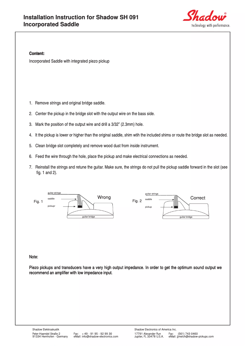 Page 1 de la notice Manuel utilisateur Shadow SH091