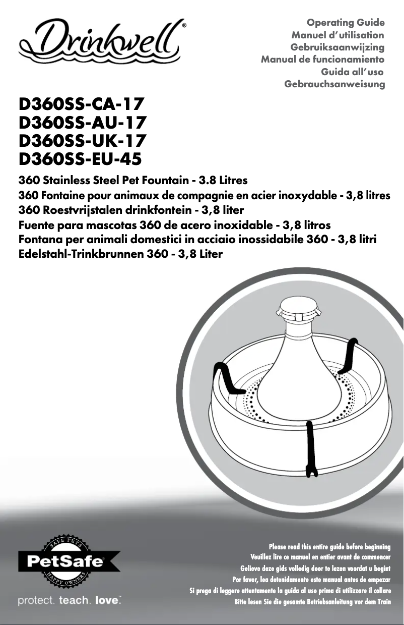 Page 1 de la notice Manuel utilisateur PetSafe Drinkwell D360SS-EU-45