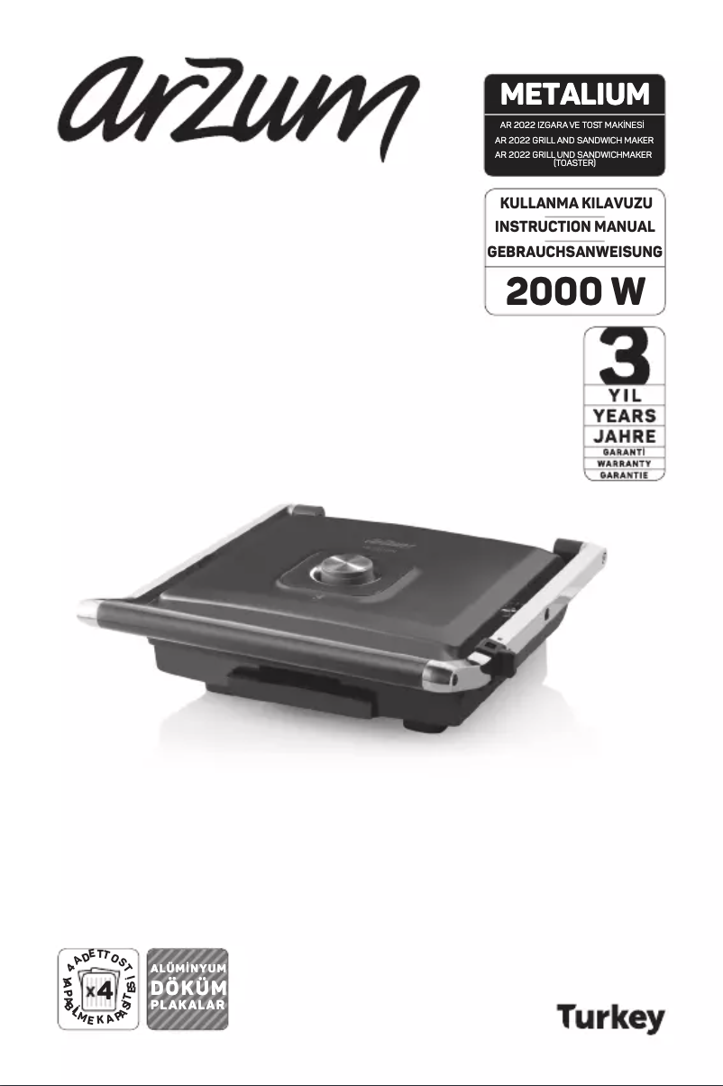 Page 1 de la notice Manuel utilisateur Arzum AR2022