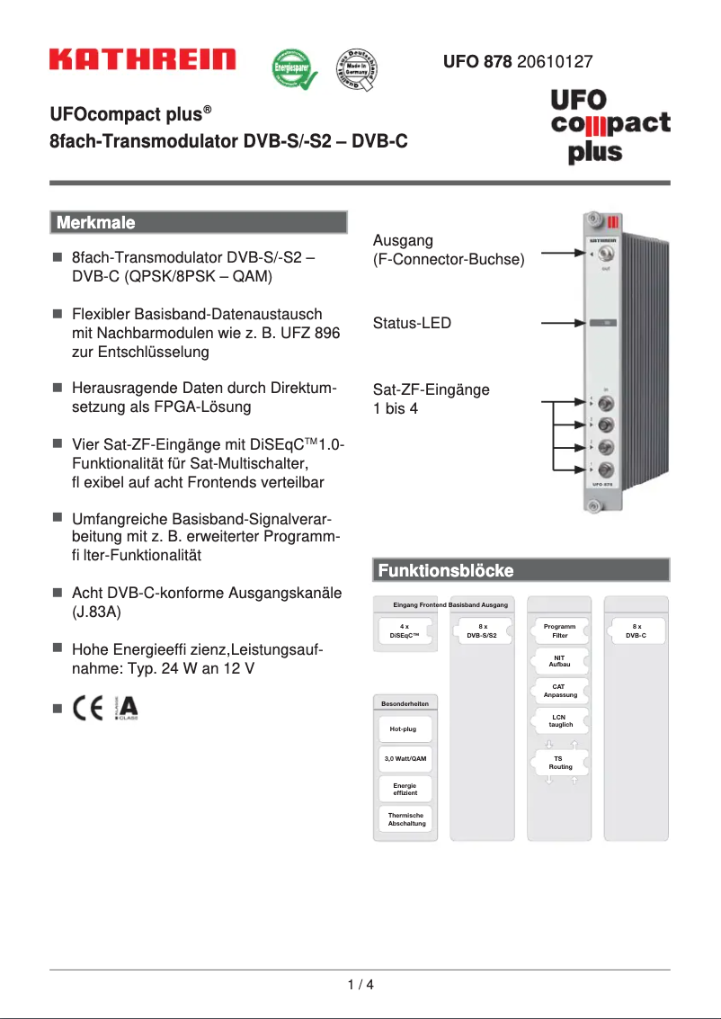 Image de la première page du manuel de l'appareil UFO 878