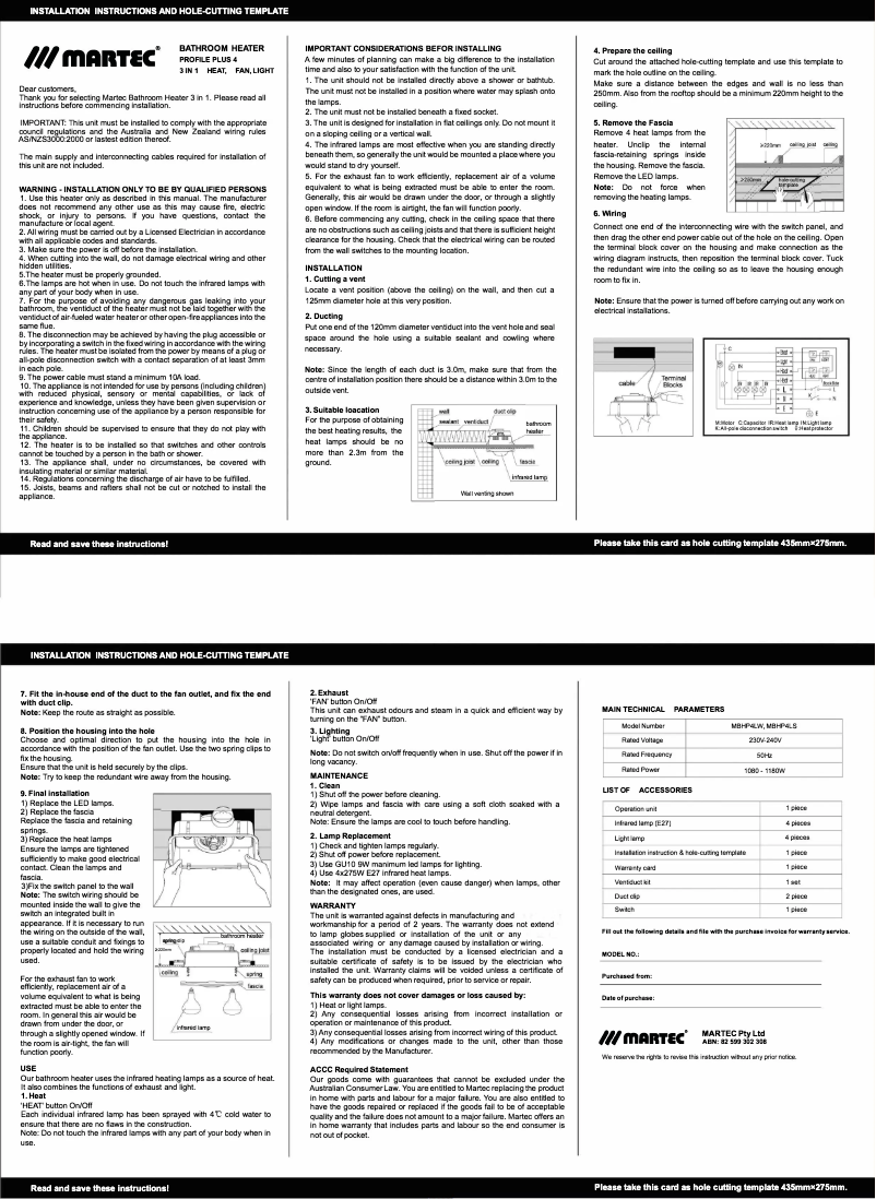 Page n°1 - Manuel utilisateur Martec Profile Plus 4