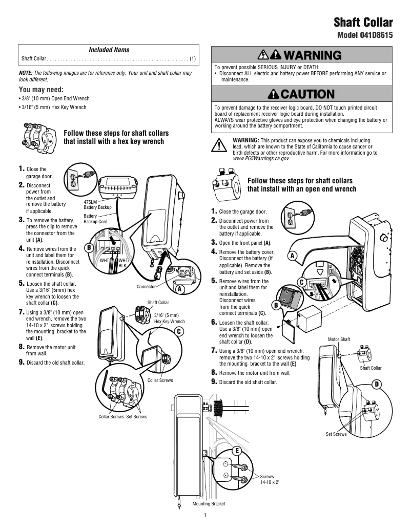 Página 1 del manual Manual de usuario LiftMaster 041D8615