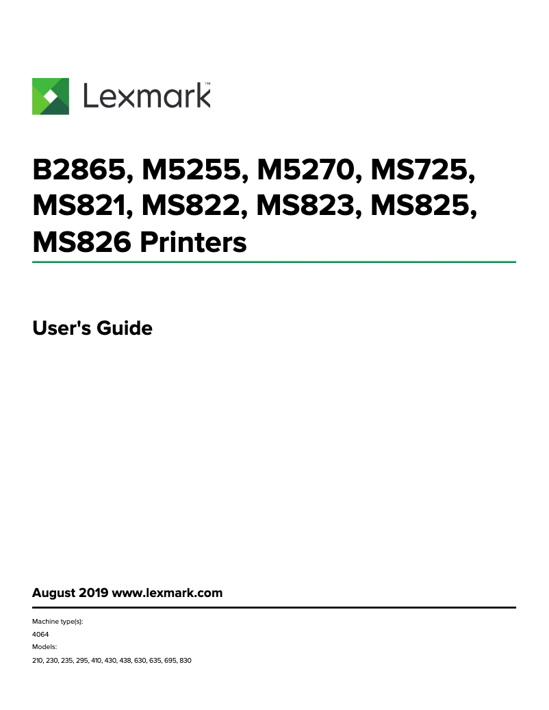 Page 1 de la notice Manuel utilisateur Lexmark MS825