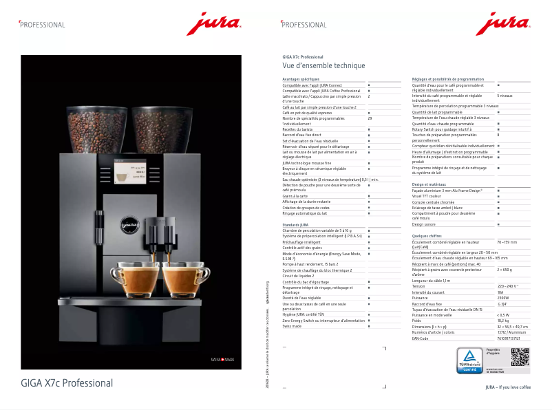 Image de la première page du manuel de l'appareil GIGA X7c Professional