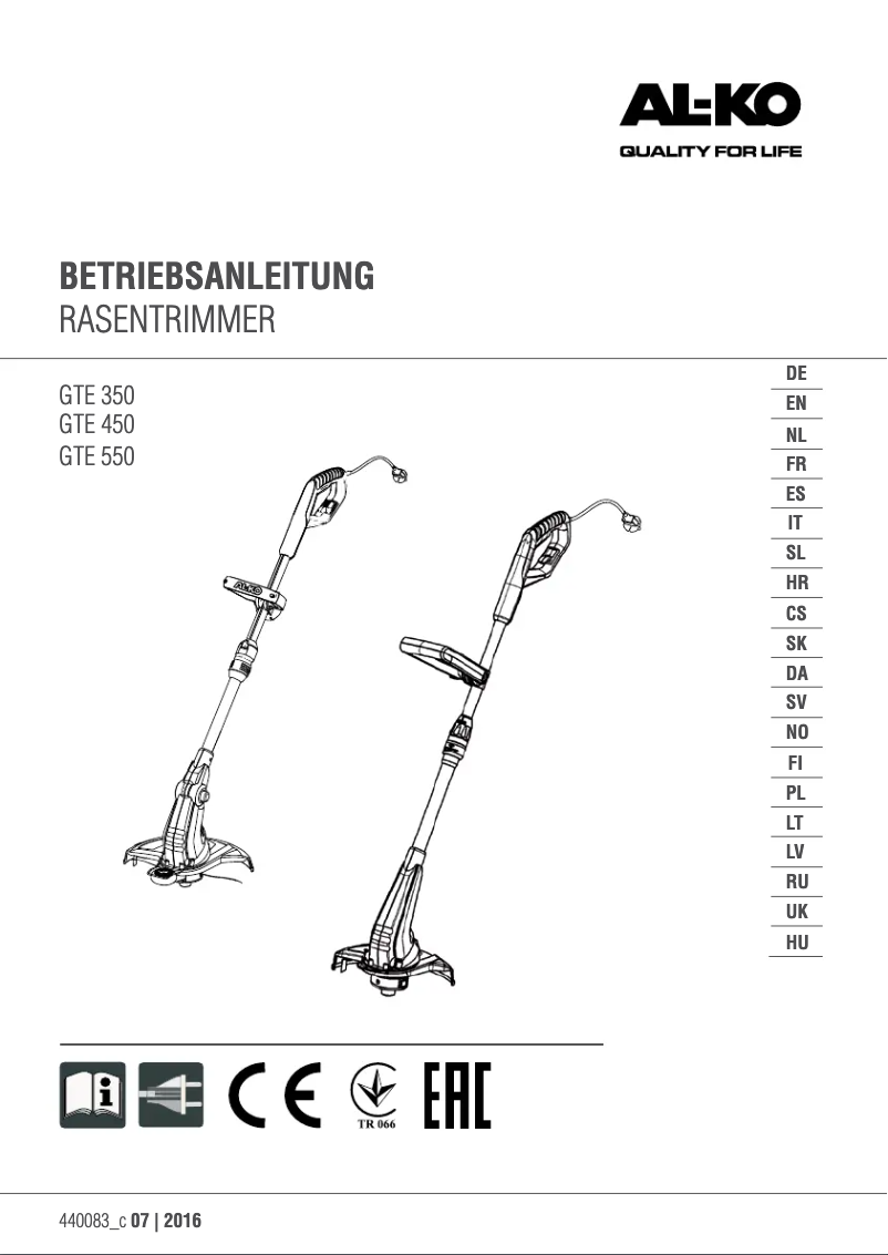 Page n°1 - Manuel utilisateur AL-KO GTE 450 Comfort