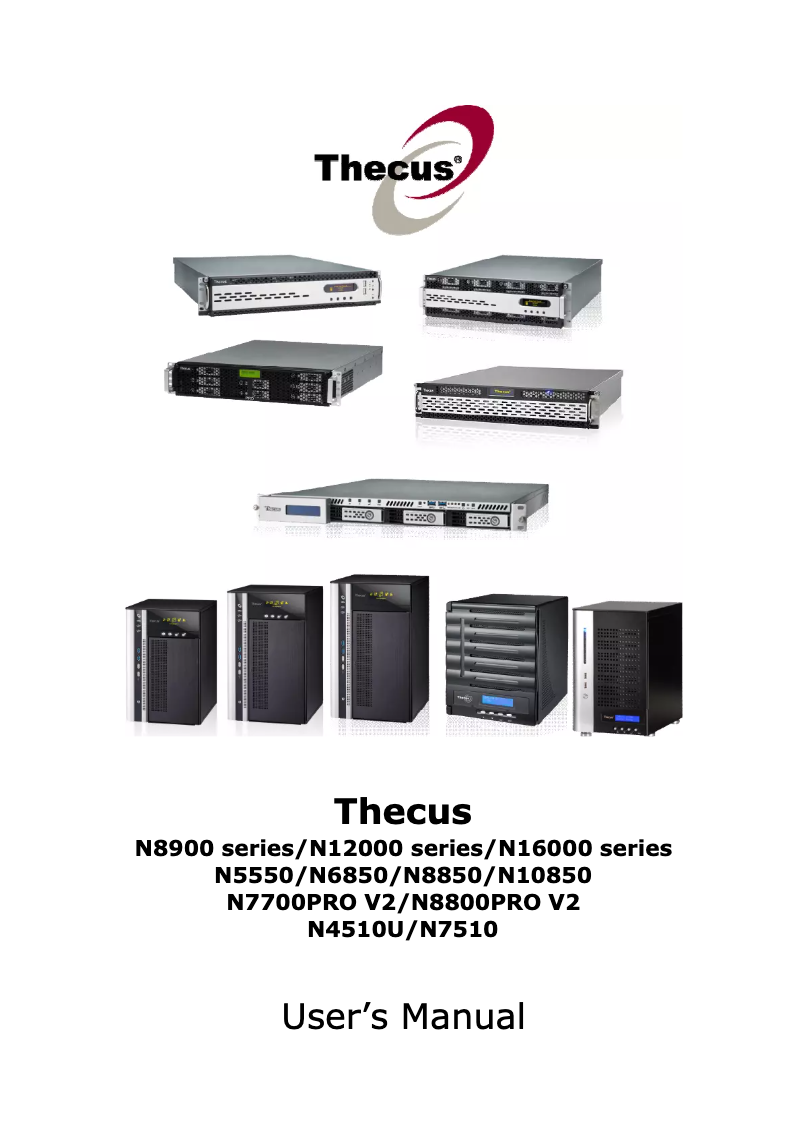 Page 1 de la notice Manuel utilisateur Thecus N4510U, 16TB