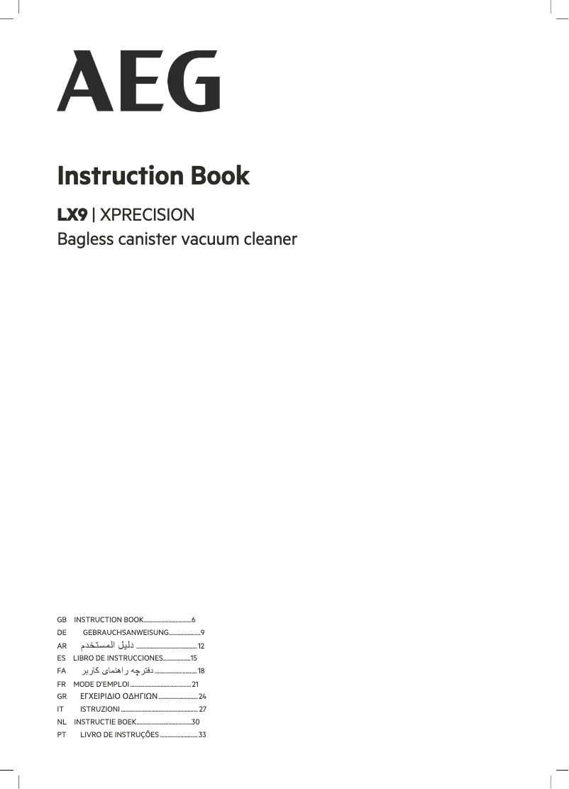 Page n°1 - Manuel utilisateur AEG LX9-3-MG