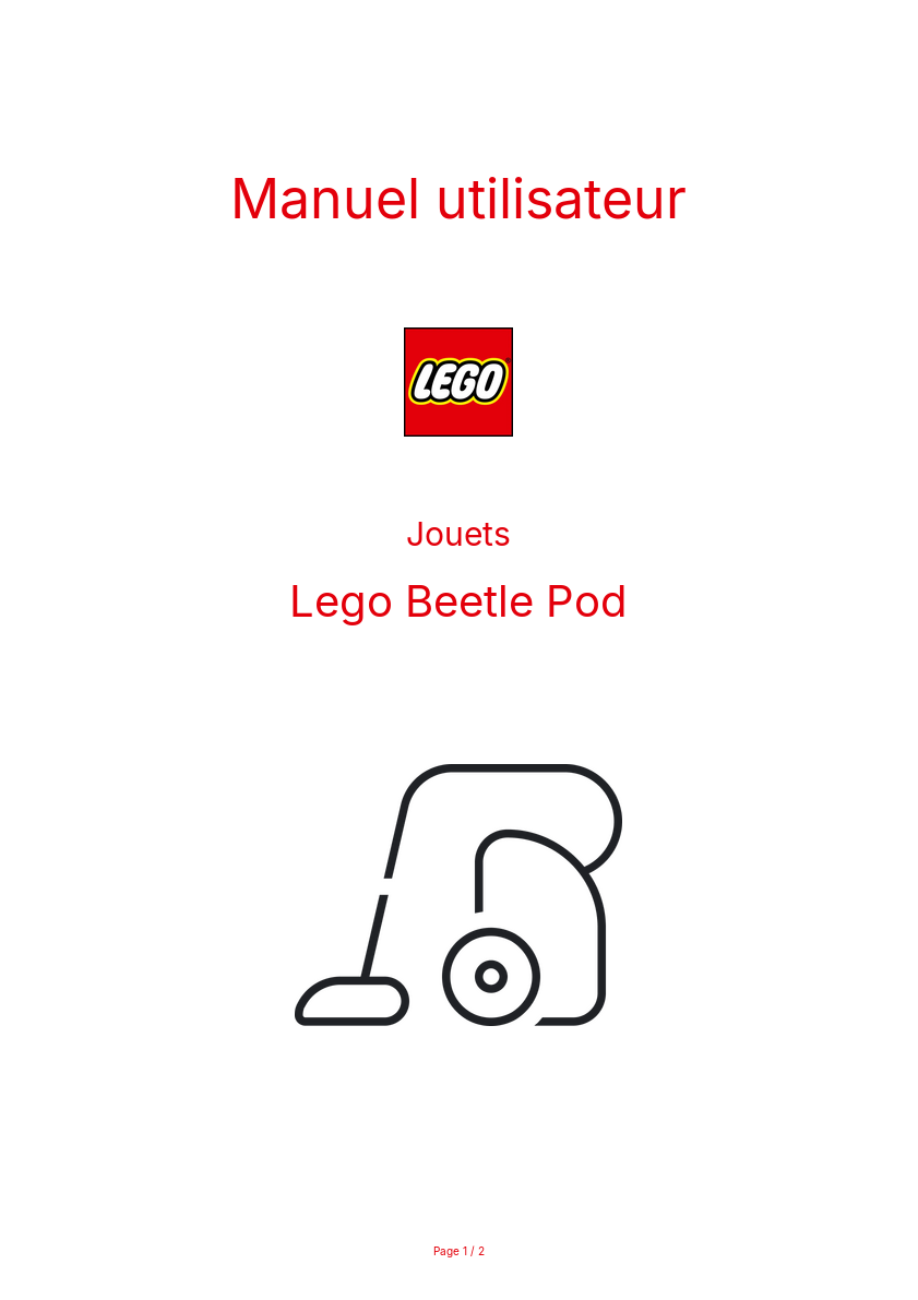 Page n°1 - Manuel utilisateur Lego Beetle Pod