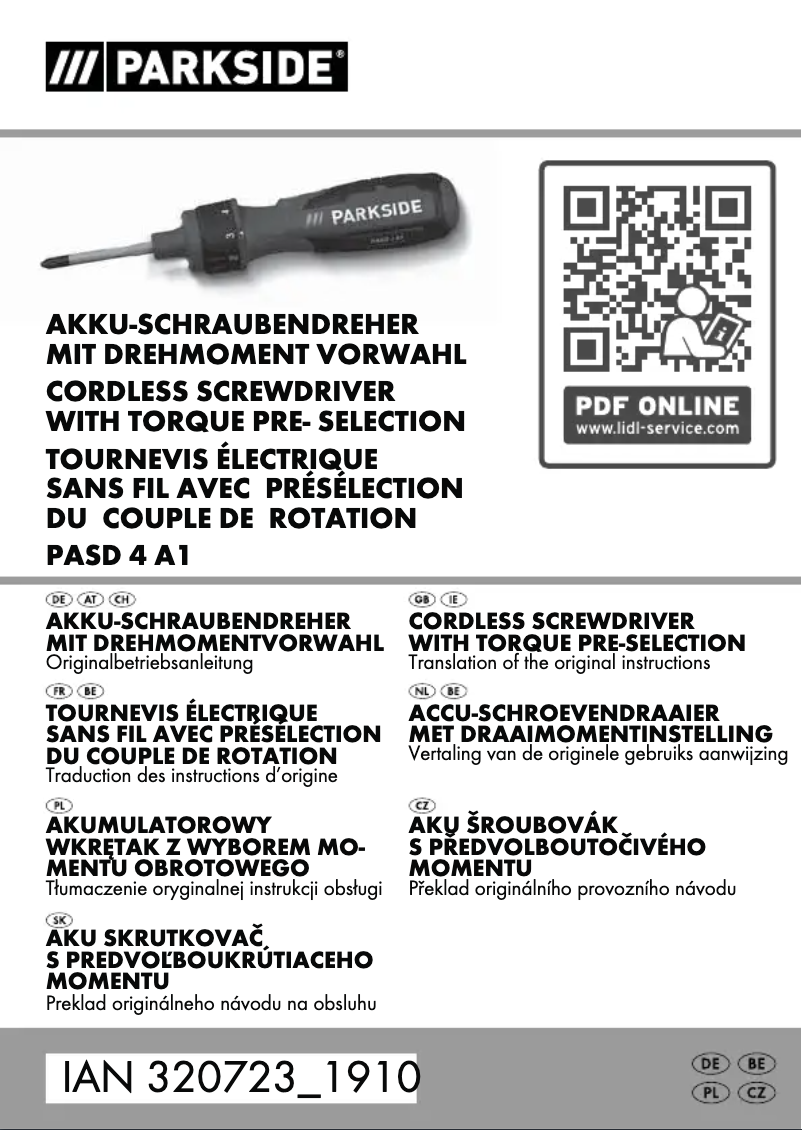 Image de la première page du manuel de l'appareil PASD 4 A1