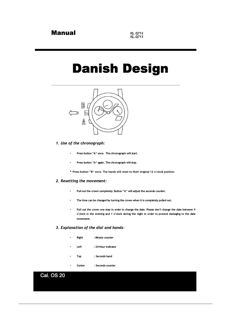 Page 1 de la notice Manuel utilisateur Danish Design Q712