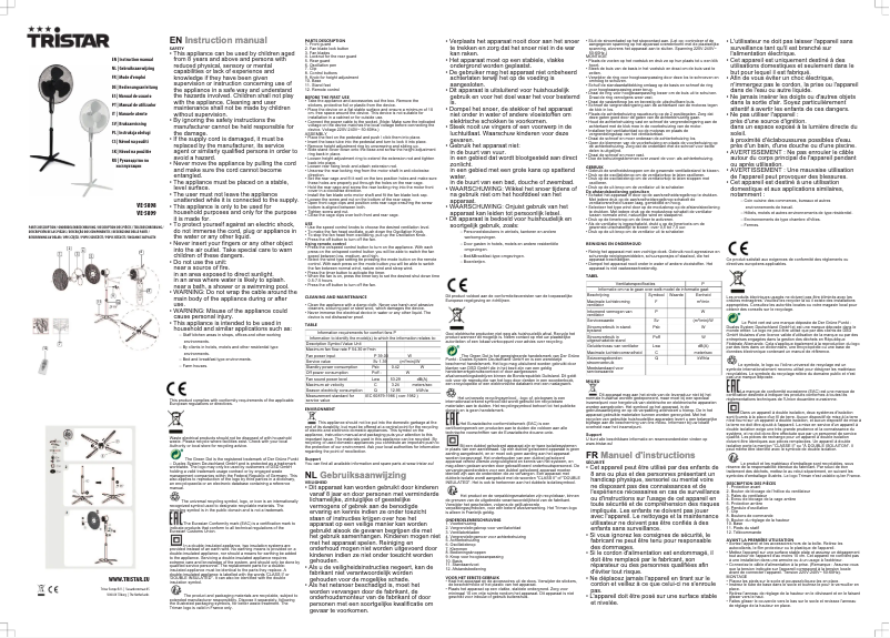 Page 1 de la notice Manuel utilisateur TriStar VE-5899