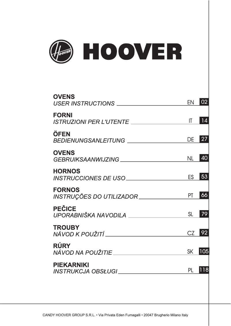 Page n°1 - Manuel utilisateur Hoover HOZP9177BI