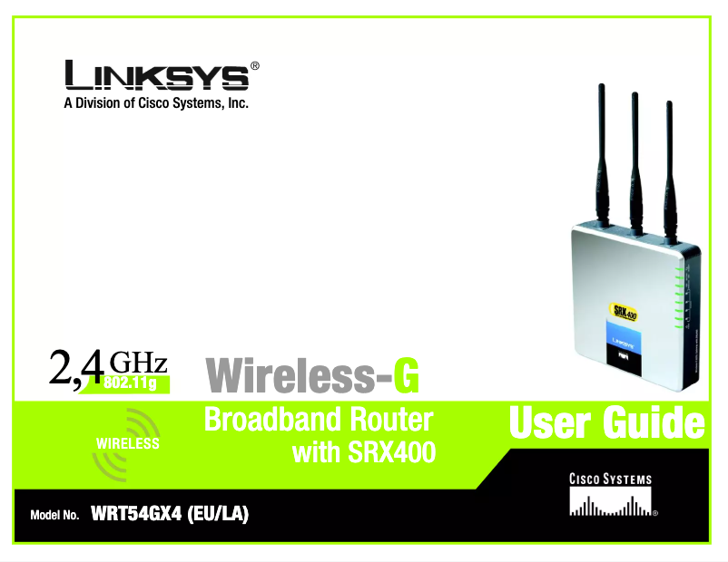 Page 1 de la notice Manuel utilisateur Linksys WRT54GX4