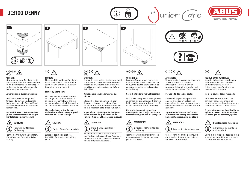Page 1 de la notice Instructions / montage Abus JC3100