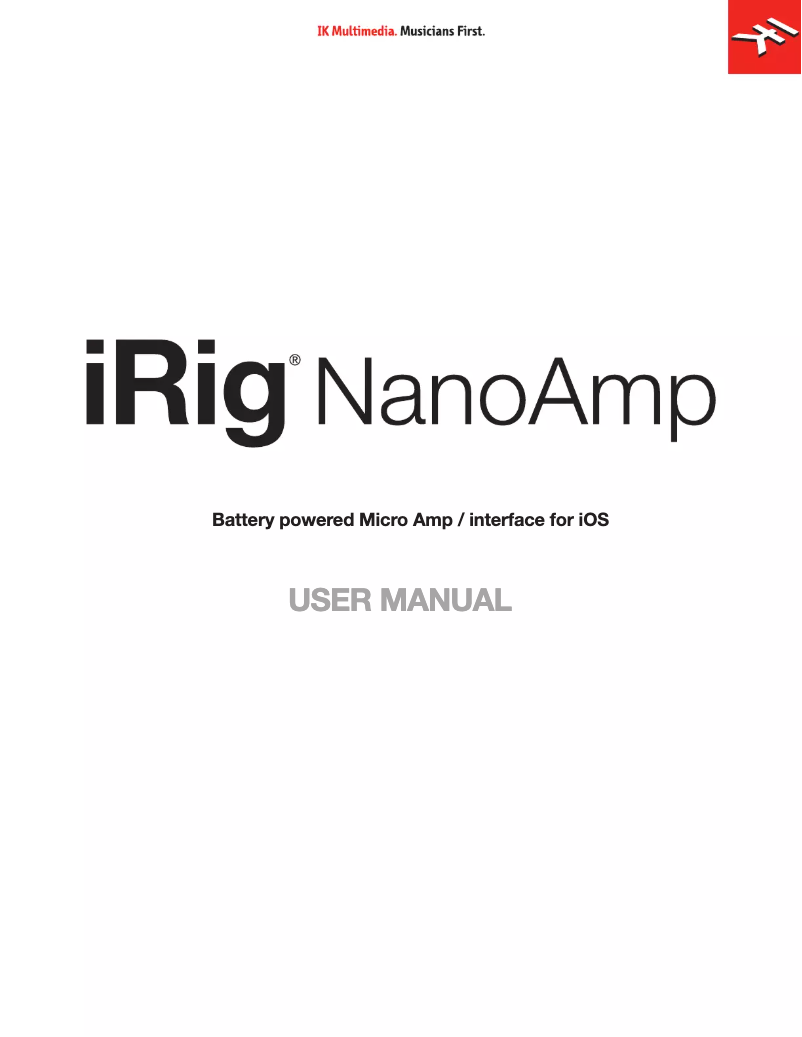Image de la première page du manuel de l'appareil iRig Nano Amp