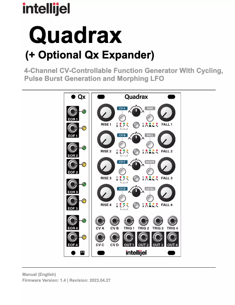 Page 1 de la notice Manuel utilisateur Intellijel Quadrax