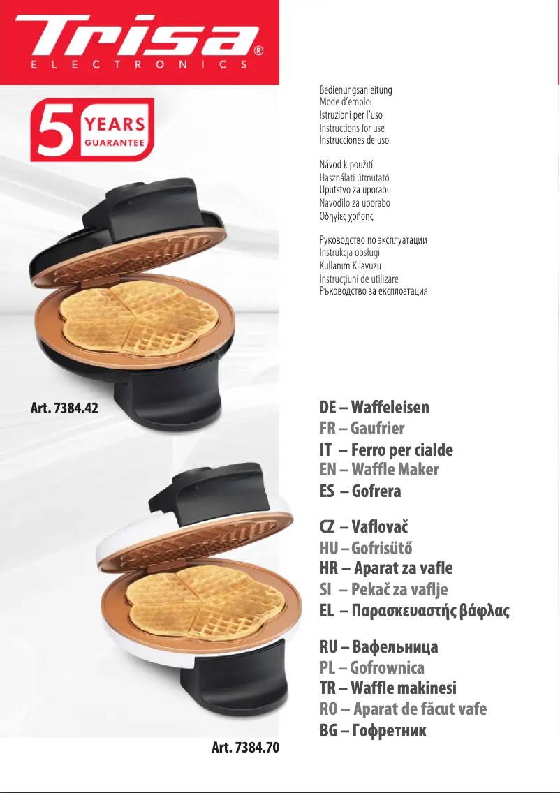 Page 1 de la notice Manuel utilisateur Trisa Retro Waffles 7384.70